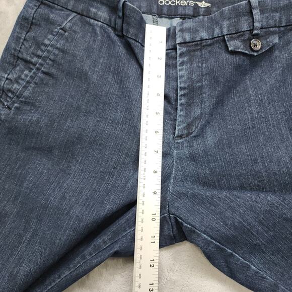 Dockers Jeans Womens 12 Blue Dark Wash Mid Rise Crop Capri Stretch Denim Casual - Picture 6 of 9
